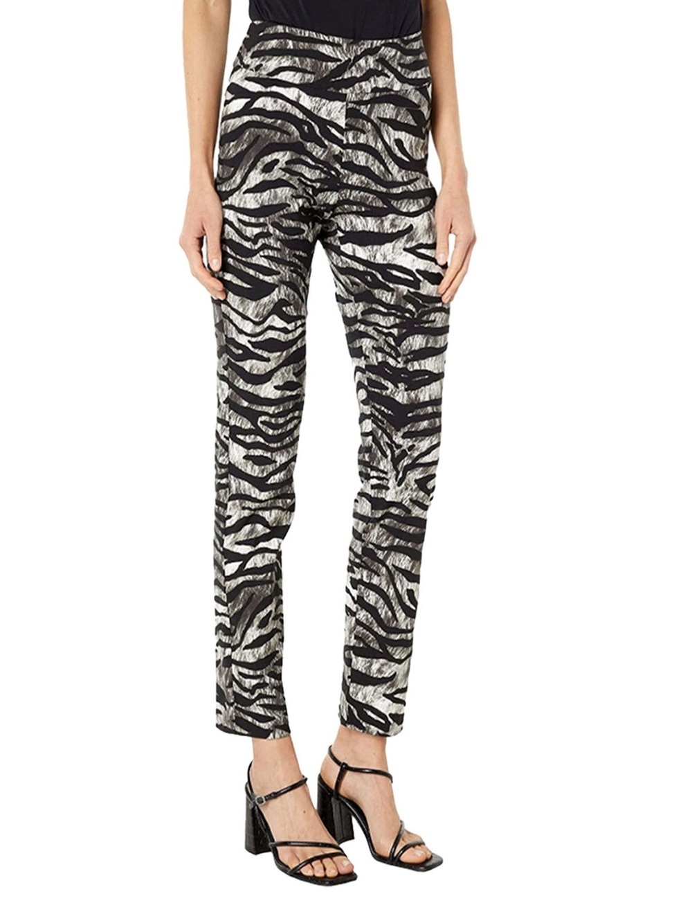 Krazy Larry Zebra Print Stretch Pants - Black & Gray